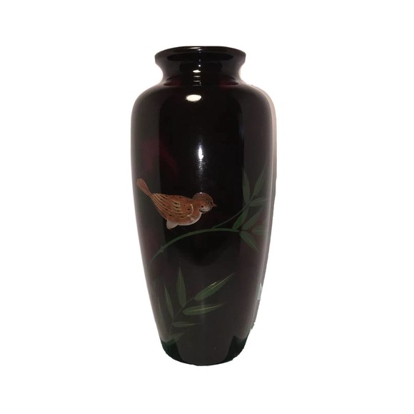 YellowWare Vase Bird , possibly Japanese , wonderful color and design. - Picture 3 of 12